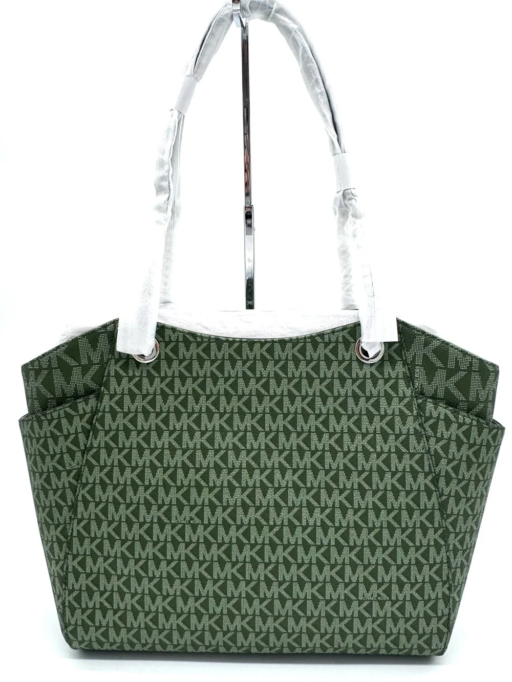 Michael Kors Jet Set Large Signature Logo Shoulder Bag - Amazon Green